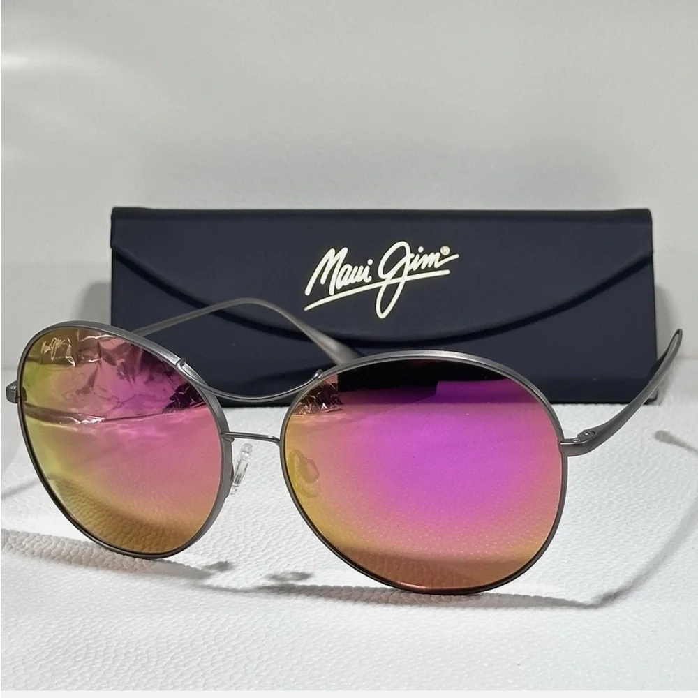NWOT Maui Jim Opihi Purple Mirrored Polarized Titanium Sunglasses